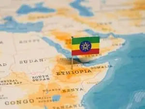 The,Flag,Of,Ethiopia,On,The,World,Map.