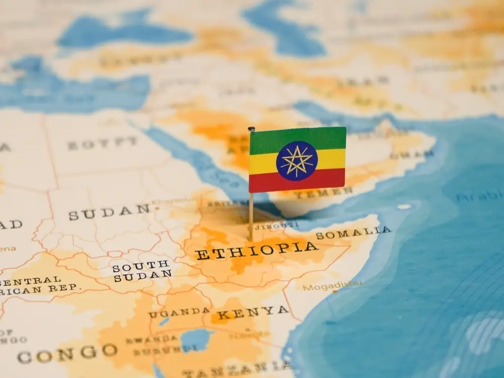 The,Flag,Of,Ethiopia,On,The,World,Map.
