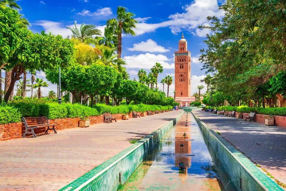 Marrakesh,,Morocco.,Koutoubia,Mosque,Minaret,At,Medina,Quarter,,Beautiful,Spring