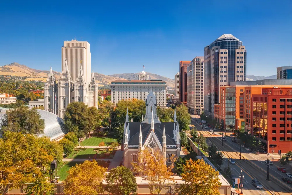 Salt,Lake,City,,Utah,,Usa,Downtown,Cityscape,Over,Temple,Square