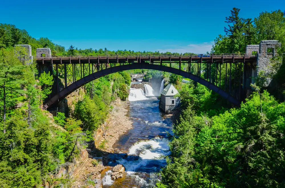 Bridge,Over,Ausable,Chasm,,A,Sandstone,Gorge,And,Tourist,Attraction